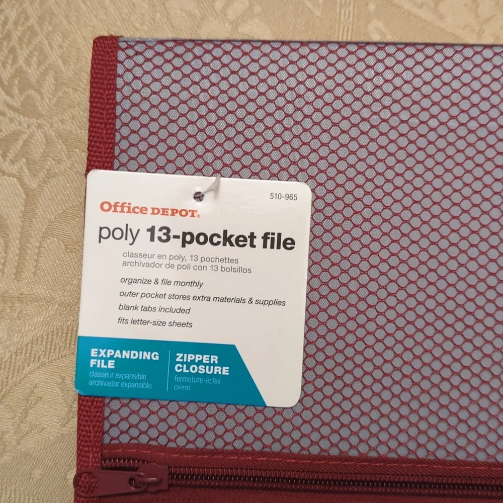 New Poly 13 pocket expanding file with zipper closure and outer zipper pocket